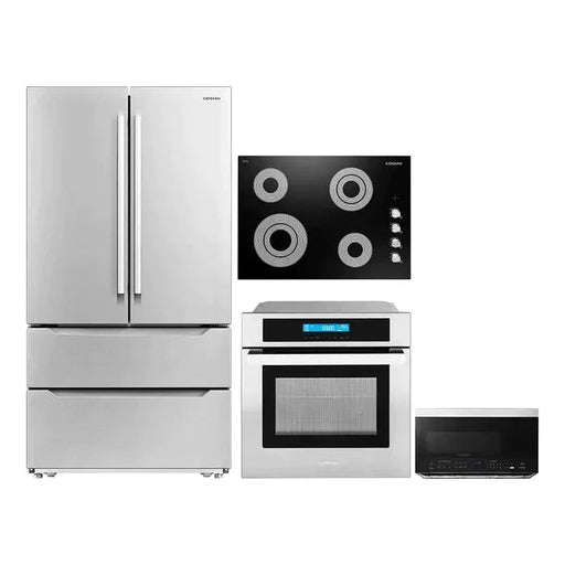 Cosmo Kitchen Appliance Packages Cosmo 4 Piece, 30" Cooktop 24" Wall Oven 30" Microwave & French Door Refrigerator COS-4PKG-263