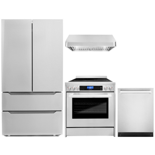 Cosmo 4-Piece, 30" Electric Range, 30" Range Hood, Dishwasher and Refrigerator COS-4PKG-029