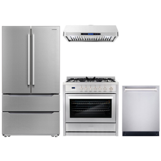 Cosmo 4 Piece, 30" Gas Range 30" Range Hood, Refrigerator & Wine Refrigerator COS-4PKG-232