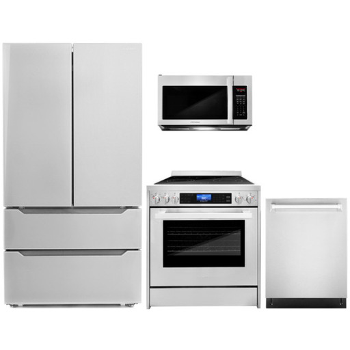 Cosmo Kitchen Appliance Packages Cosmo 4-Piece, 30" Microwave, 30" Electric Range, Dishwasher and Refrigerator COS-4PKG-083