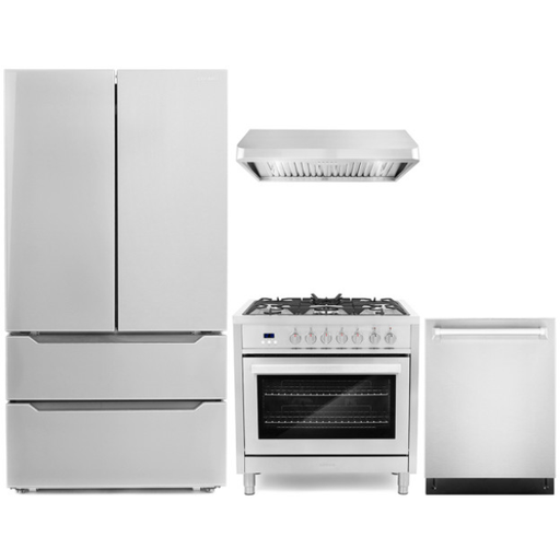 Cosmo Kitchen Appliance Packages Cosmo 4-Piece, 36" Dual Fuel Range, 36" Range Hood, Dishwasher and Refrigerator COS-4PKG-077