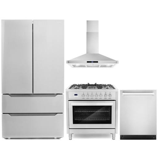 Cosmo Kitchen Appliance Packages Cosmo 4-Piece, 36" Dual Fuel Range, 36" Range Hood, Dishwasher and Refrigerator COS-4PKG-079