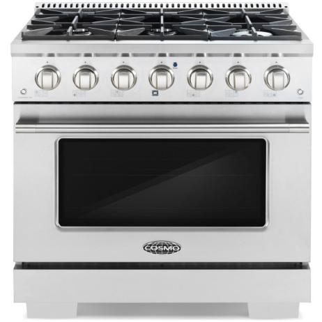 Cosmo 4-Piece, 36" Gas Range 36" Range Hood 24" Dishwasher and Refrigerator COS-4PKG-053