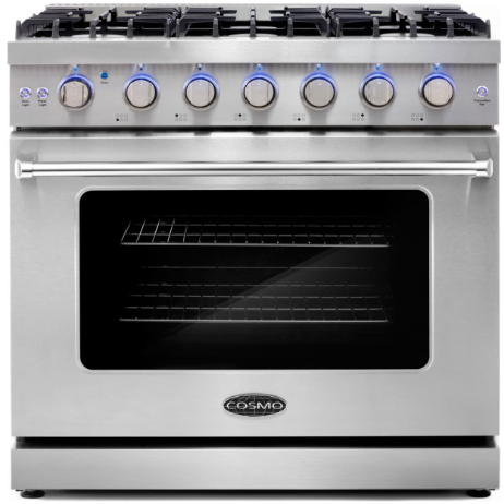 Cosmo Kitchen Appliance Packages Cosmo 4-Piece, 36" Gas Range, 36" Range Hood, 24" Dishwasher and Refrigerator COS-4PKG-110