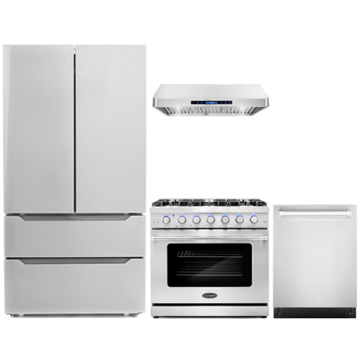Cosmo Kitchen Appliance Packages Cosmo 4-Piece Kitchen, 30" Gas Range, Range Hood, Dishwasher and Refrigerator COS-4PKG-106