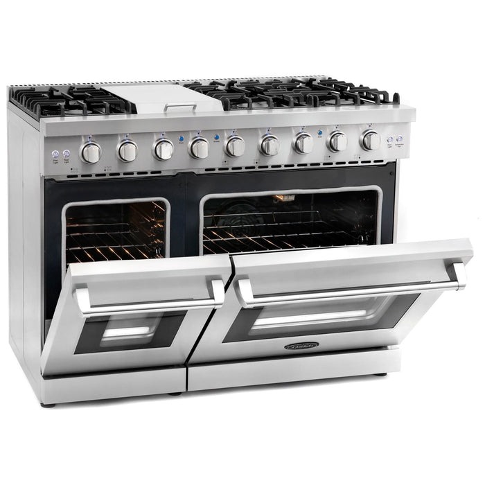 Cosmo Gas Range Cosmo 48'' 6.8 cu. ft. Double Oven Commercial Gas Range with Fan Assist Convection Oven in Stainless Steel Storage Drawer COS-EPGR486G