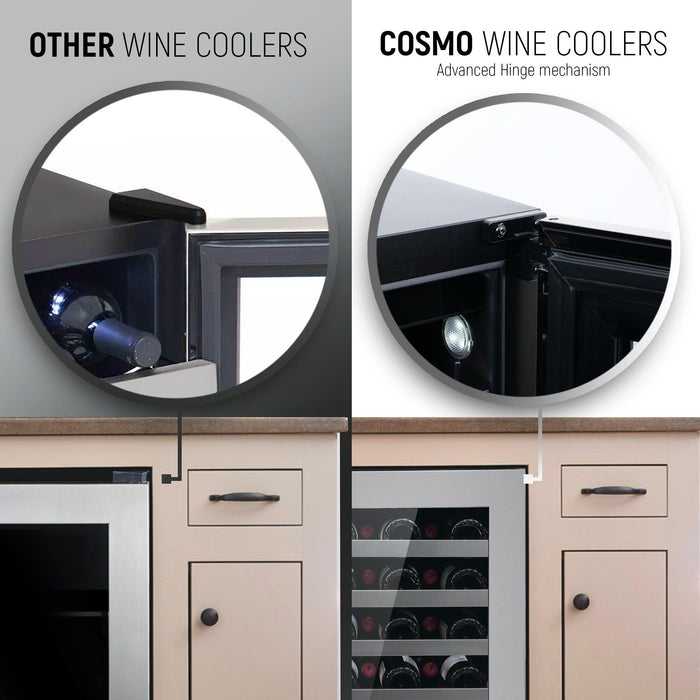 Cosmo 48 Bottle Stainless Steel 24 in. Single Zone Compressor Wine Cooler COS-24BIWCS