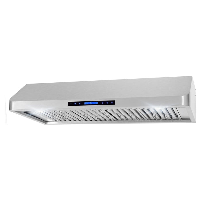 Cosmo Range Hood Cosmo 48" Ducted Under Cabinet Range Hood with Soft-Touch Controls, Permanent Filters, 4-Speed Fan, LED Lights in Stainless Steel COS-QS48