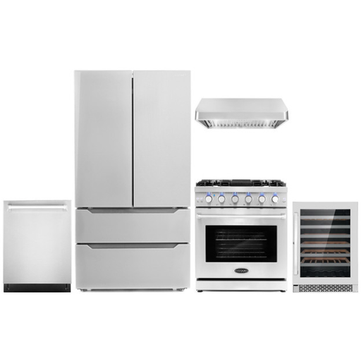 Cosmo Kitchen Appliance Packages Cosmo 5-Piece Kitchen, 30" Gas Range and 30" Under Cabinet Range Hood COS-5PKG-079