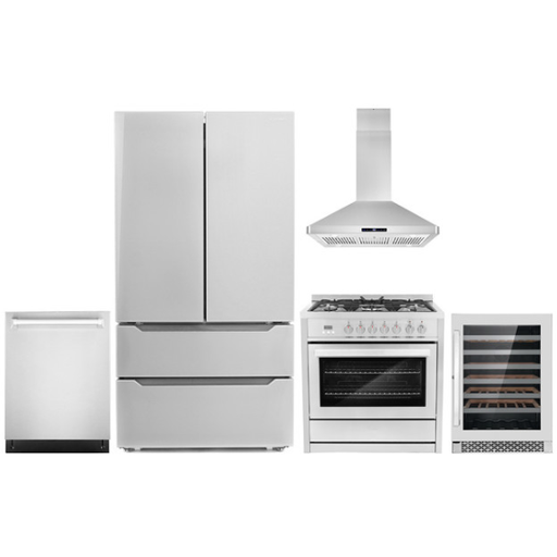 Cosmo Kitchen Appliance Packages Cosmo 5-Piece Kitchen, 36" Dual Fuel Range and 36" Island Range Hood COS-5PKG-066