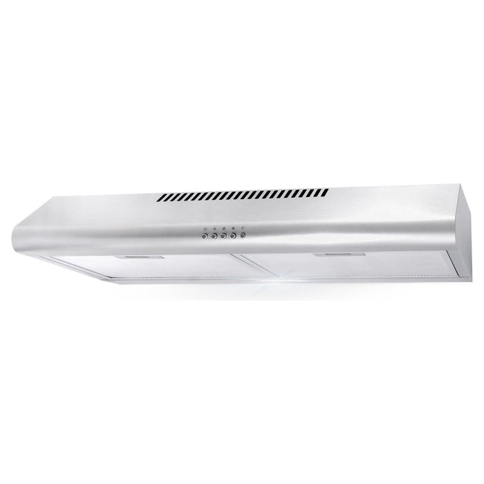 Cosmo 5MU30 30 in. Under Cabinet Range Hood with Ducted / Ductless Convertible Duct, Slim Kitchen Stove Vent with, 3 Speed Exhaust Fan, Reusable Filter and LED Lights in Stainless Steel COS-5MU30