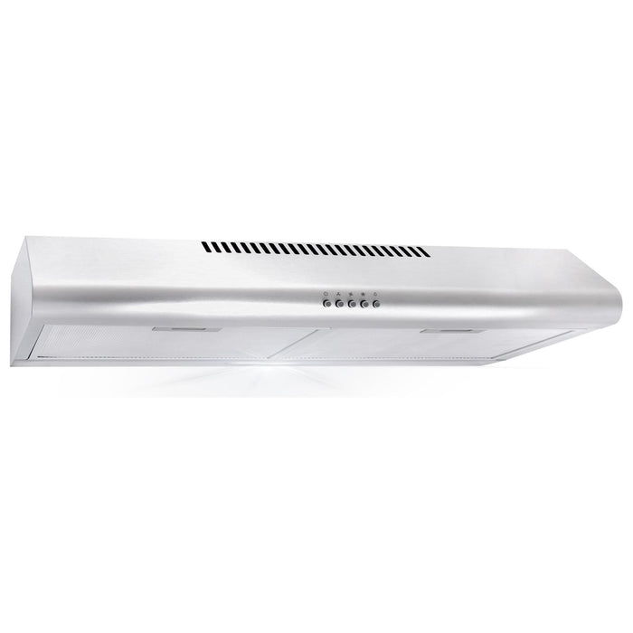 Cosmo 5MU30 30 in. Under Cabinet Range Hood with Ducted / Ductless Convertible Duct, Slim Kitchen Stove Vent with, 3 Speed Exhaust Fan, Reusable Filter and LED Lights in Stainless Steel COS-5MU30