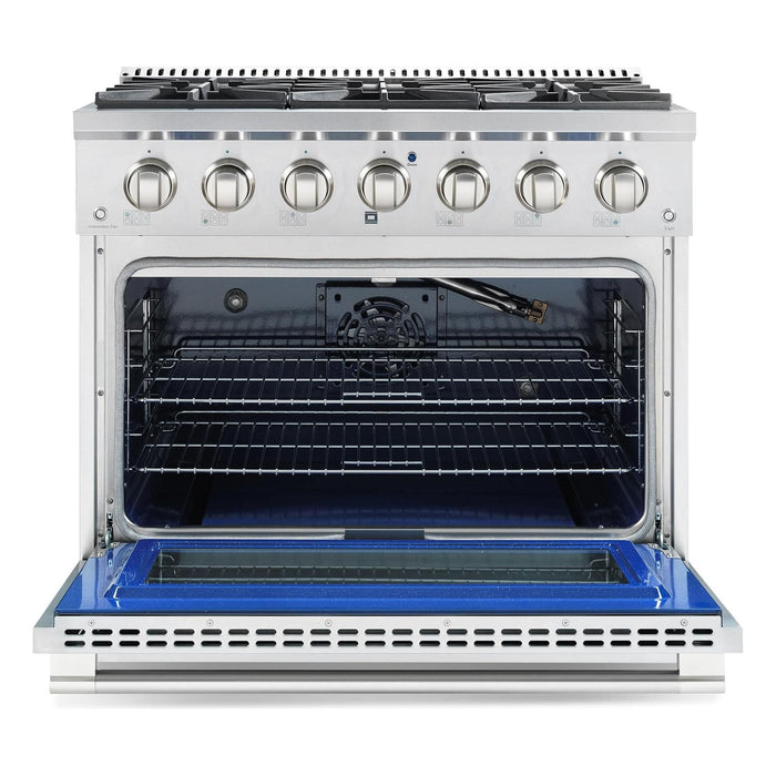 Cosmo Commercial-Style 36'' 4.5 cu. ft. Gas Range with 6 Italian Burners and Heavy Duty Cast Iron Grates in Stainless Steel COS-GRP366