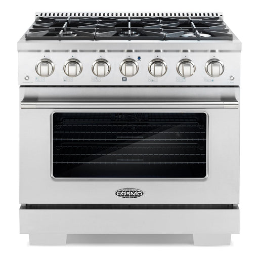 Cosmo Gas Range Cosmo Commercial-Style 36'' 4.5 cu. ft. Gas Range with 6 Italian Burners and Heavy Duty Cast Iron Grates in Stainless Steel COS-GRP366