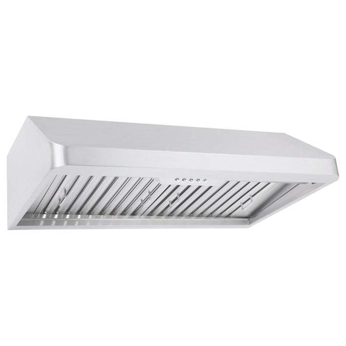 Cosmo QB90 36 in. Under Cabinet Range Hood with Push Button Controls, Permanent Filters, LED Lights, Convertible from Ducted to Ductless (Kit Not Included) in Stainless Steel COS-QB90