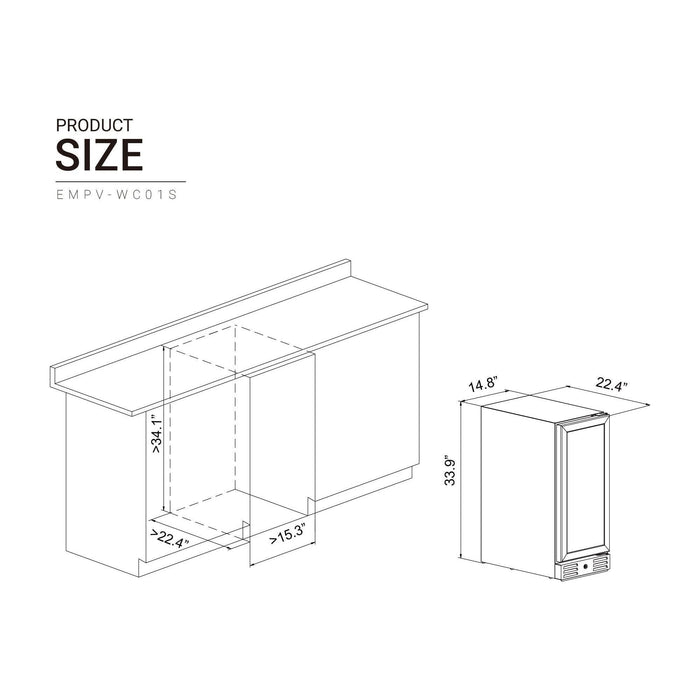 Empava 15 Inch Freestanding& Built-in Wine Cooler WC01S