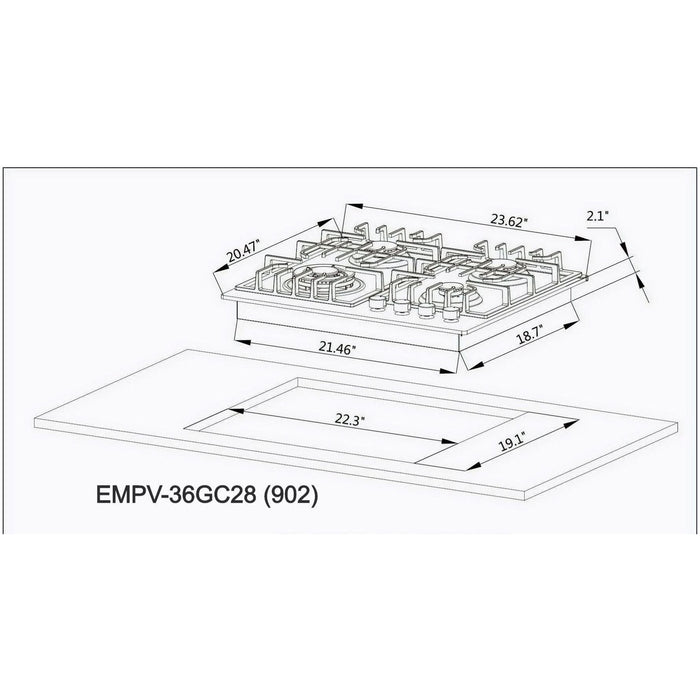 Empava 24 in. Built-in Gas Cooktops 24GC28