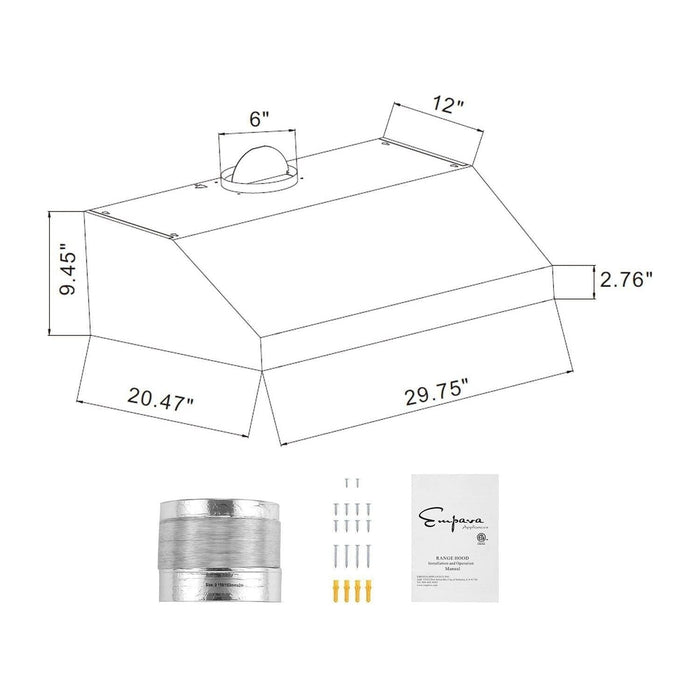 Empava 30 in. 400 CFM Ducted Under Cabinet Range Hood 30RH07