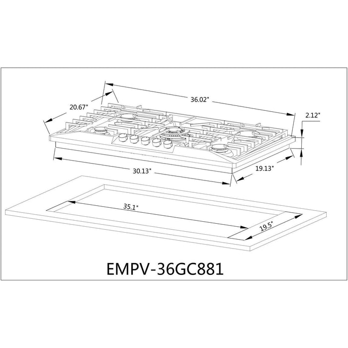 Empava  36 in. Built-in Gas Cooktops 36GC23