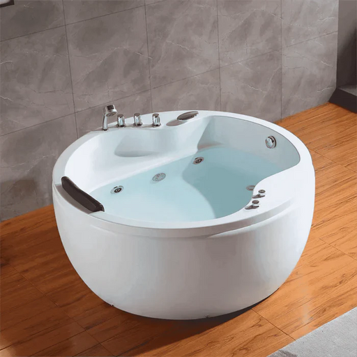 Empava Empava 59" Freestanding Round Whirlpool Bathtub with Faucet, EMPV-59JT005