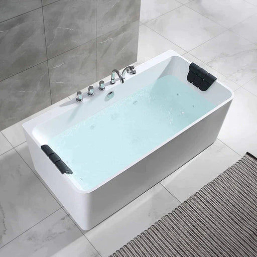 Empava Empava 67" Freestanding Whirlpool Acrylic Bathtub with Faucet, EMPV-67AIS03