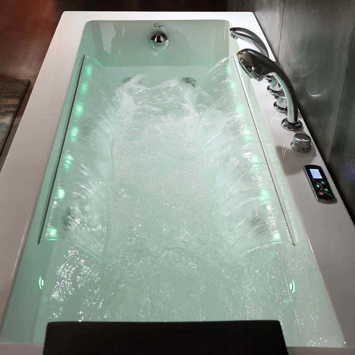 Empava Empava 67" Modern Alcove Whirlpool Bathtub with Faucet and LED Lights, EMPV-67JT351LED
