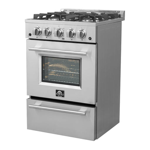 Forno 24-Inch Gas Range with 4 Burners and 38,000 BTUs in Stainless Steel (FFSGS6272-24)