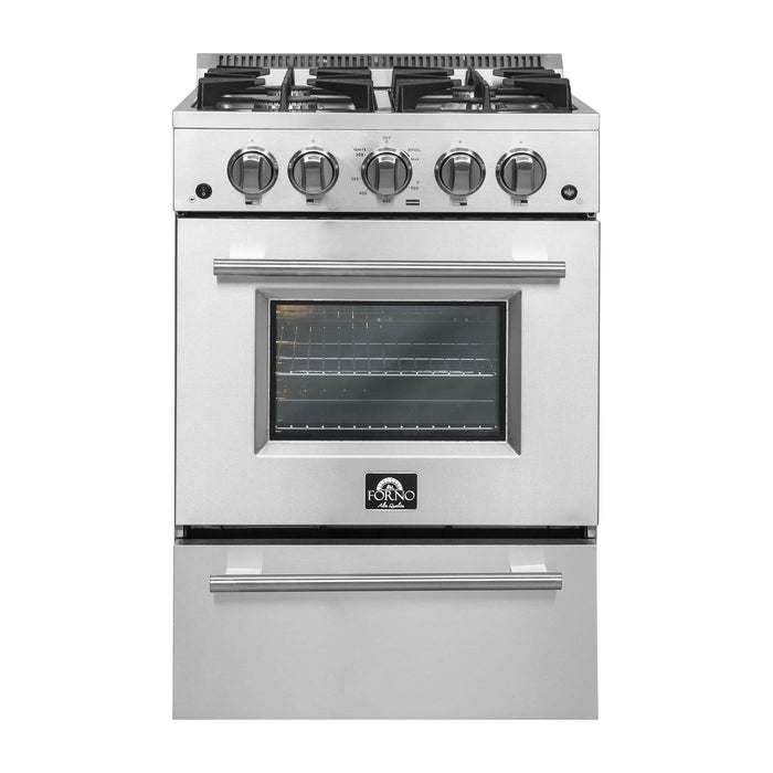 Forno 24-Inch Gas Range with 4 Burners and 38,000 BTUs in Stainless Steel (FFSGS6272-24)