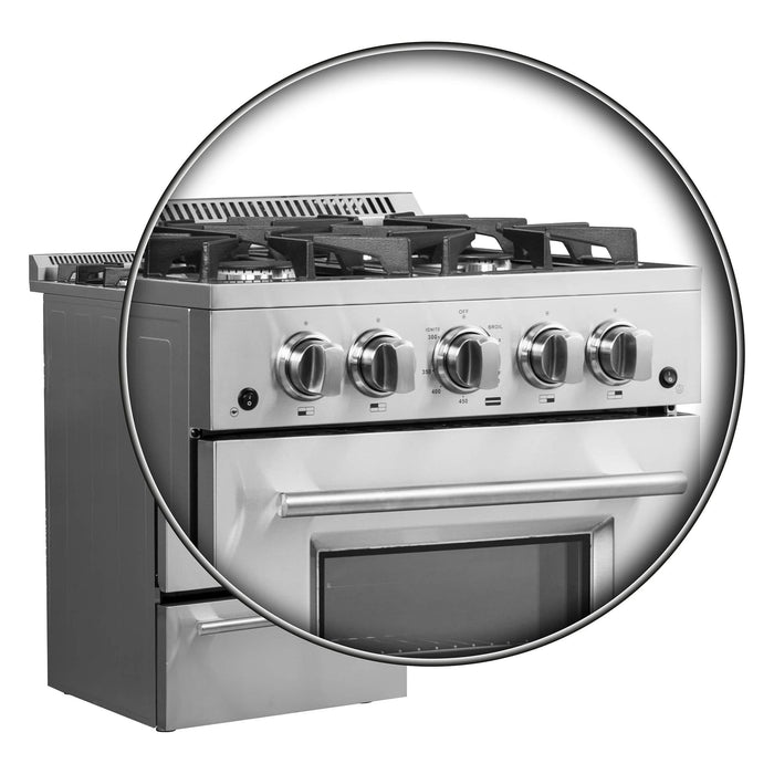 Forno 24-Inch Gas Range with 4 Burners and 38,000 BTUs in Stainless Steel (FFSGS6272-24)