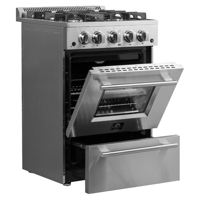 Forno 24-Inch Gas Range with 4 Burners and 38,000 BTUs in Stainless Steel (FFSGS6272-24)