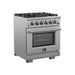 Forno Kitchen Appliance Packages Forno 3-Piece Pro Appliance Package - 30-Inch Gas Range, Refrigerator with Water Dispenser,& Wall Mount Hood with Backsplash in Stainless Steel