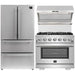 Forno 3-Piece Pro Appliance Package - 36-Inch Gas Range, Refrigerator, & Wall Mount Hood with Backsplash in Stainless Steel