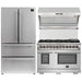 Forno Kitchen Appliance Packages Forno 3-Piece Pro Appliance Package - 48-Inch Dual Fuel Range, Refrigerator, & Wall Mount Hood with Backsplash in Stainless Steel