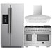 Forno Kitchen Appliance Packages Forno 3-Piece Pro Appliance Package - 48-Inch Gas Range, Refrigerator with Water Dispenser, & Wall Mount Hood in Stainless Steel