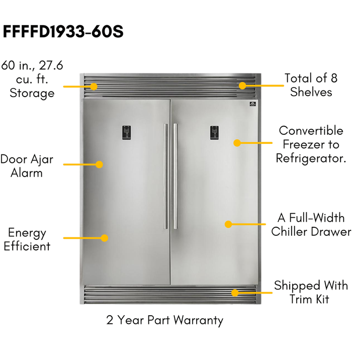 Forno Kitchen Appliance Packages Forno 30" Dual Fuel Range, 30" Range Hood, 60" Refrigerator, Dishwasher, Microwave Drawer and Wine Cooler Appliance Package