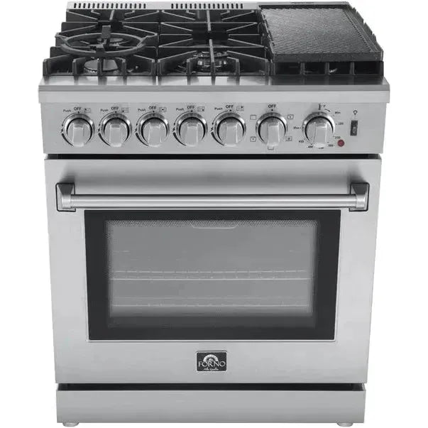 Forno Kitchen Appliance Packages Forno 30" Dual Fuel Range, 30" Range Hood and Microwave Drawer Appliance Package