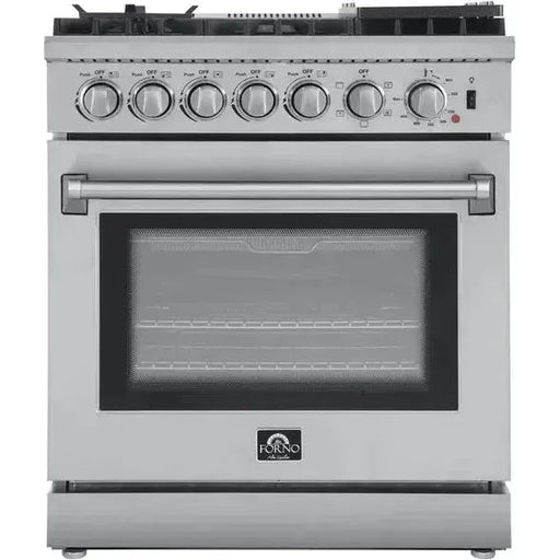 Forno 30" Dual Fuel Range, 60" Refrigerator, Dishwasher and Microwave Drawer Appliance Package