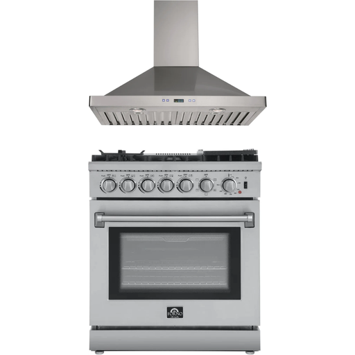 Forno Kitchen Appliance Packages Forno 30" Dual Fuel Range and 30" Range Hood Appliance Package
