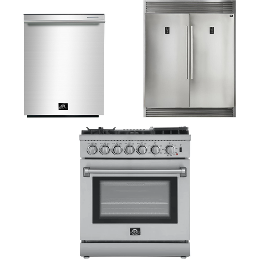 Forno 30" Dual Fuel Range, Dishwasher and 60" Refrigerator Appliance Package