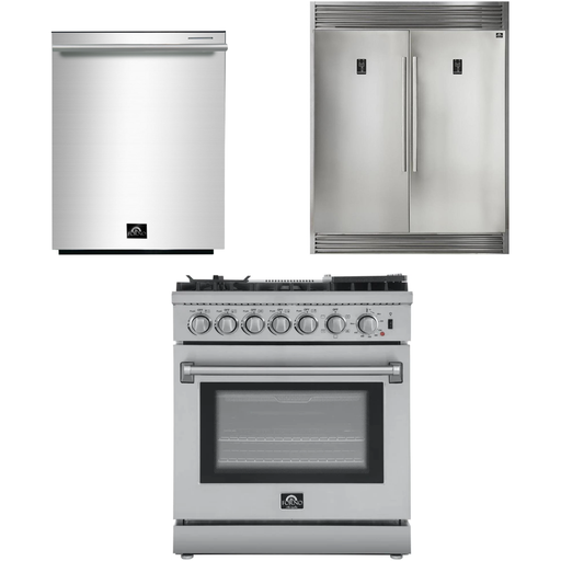 Forno Kitchen Appliance Packages Forno 30" Dual Fuel Range, Dishwasher and 60" Refrigerator Appliance Package