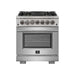 Forno 30" Dual Fuel Range, Premium Hood, Pro-Style Refrigerator & Stainless Steel Dishwasher Pro Appliance Package