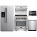 Forno Kitchen Appliance Packages Forno 30" Dual Fuel Range, Refrigerator with Water Dispenser, Wall Mount Hood with Backsplash, Microwave Drawer and Stainless Steel 3-Rack Dishwasher Pro Appliance Package