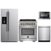 Forno Kitchen Appliance Packages Forno 30" Gas Range, Refrigerator with Water Dispenser, Microwave Drawer and Stainless Steel 3-Rack Dishwasher Pro Appliance Package