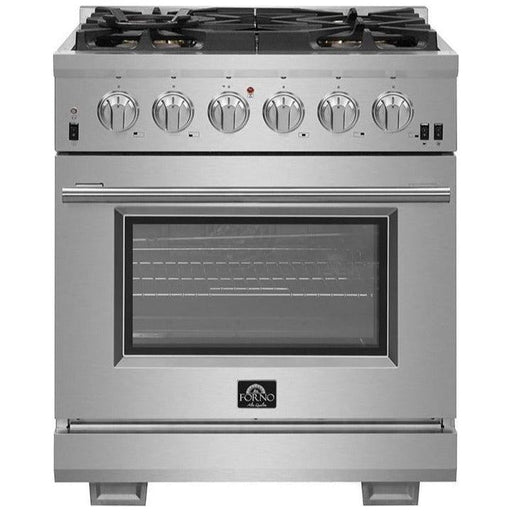 Forno Kitchen Appliance Packages Forno 30" Gas Range, Refrigerator with Water Dispenser, Microwave Drawer and Stainless Steel 3-Rack Dishwasher Pro Appliance Package