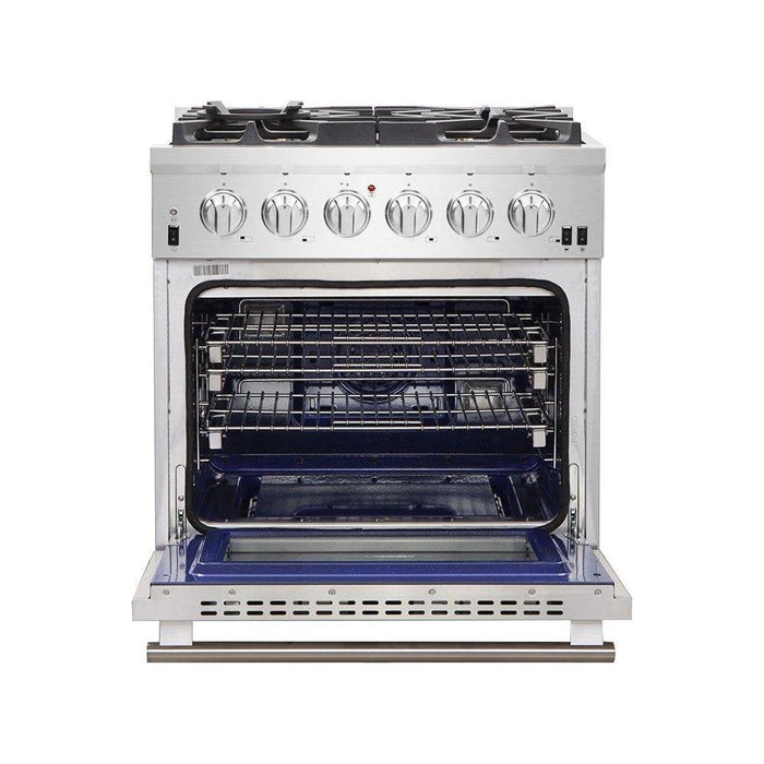 Forno Kitchen Appliance Packages Forno 30" Gas Range, Refrigerator with Water Dispenser & Stainless Steel Dishwasher Pro Appliance Package
