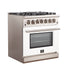 Forno 30-Inch Capriasca Gas Range with 5 Burners and Convection Oven in Stainless Steel with White Door (FFSGS6260-30WHT)