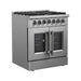 Forno 30-Inch Galiano Freestanding French Door Dual Fuel Range with 5 Burners and 68,000 BTUs in Stainless Steel (FFSGS6356-30)