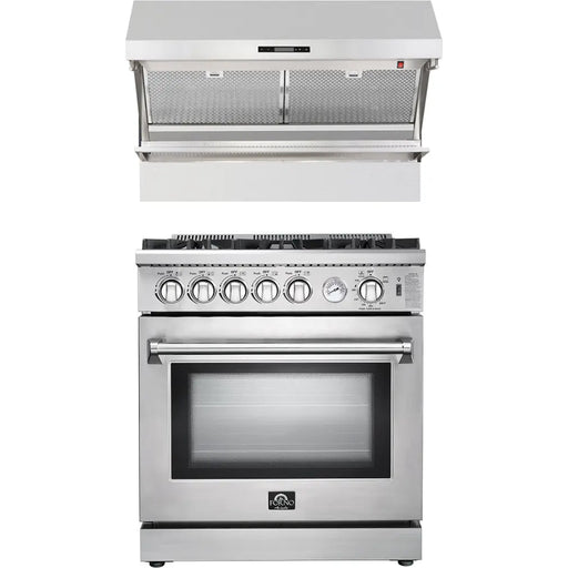 Forno 30 Inch Gas Range and Wall Mount Range Hood Appliance Package