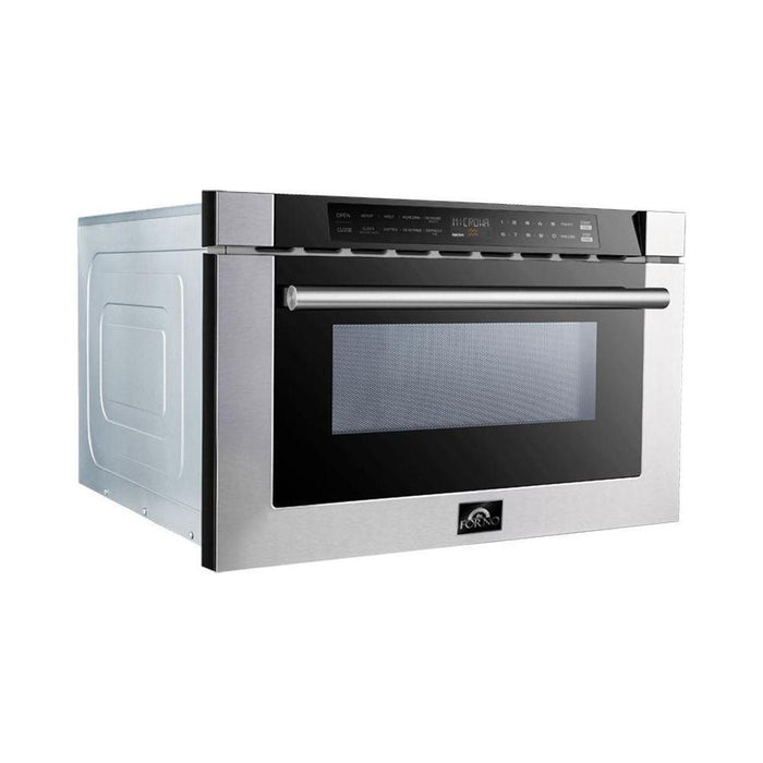 Forno 30 Inch Gas Range, Refrigerator, Microwave Drawer and Dishwasher Appliance Package