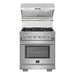 Forno 30 Inch Gas Range, Wall Mount Range Hood and Microwave Drawer Appliance Package